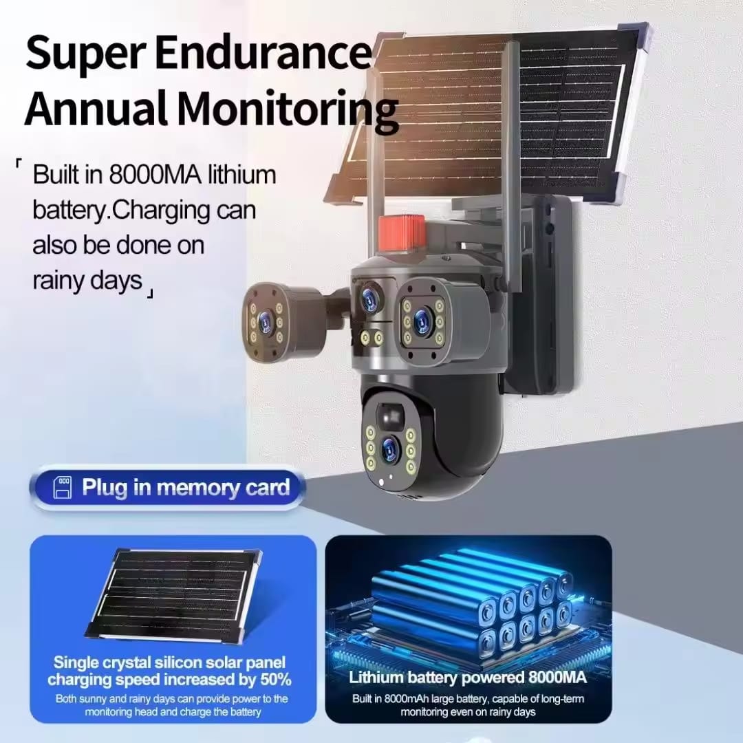 V380PRO 4G LTE solar CCTV camera, 3 lens view, solar lights waterproof 12mp 4k resolution outdoor solar cctv cameras, solar powered PTZ IP CCTV wireless camera 4G camera