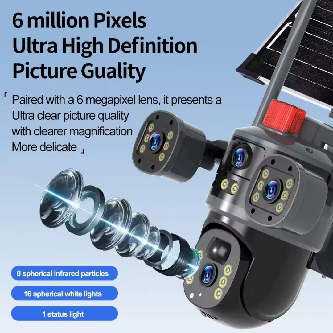 V380PRO 4G LTE solar CCTV camera, 3 lens view, solar lights waterproof 12mp 4k resolution outdoor solar cctv cameras, solar powered PTZ IP CCTV wireless camera 4G camera