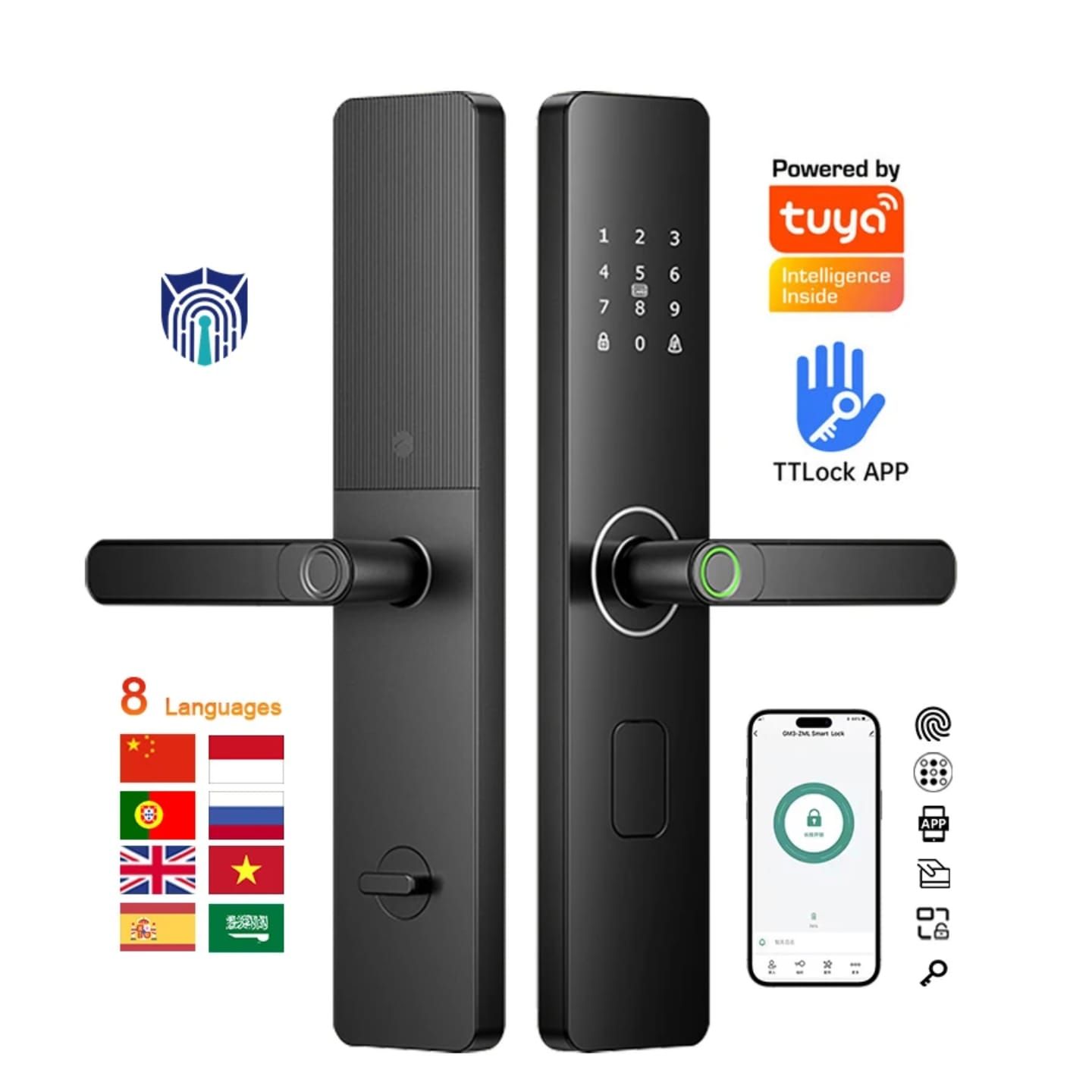 Tuya biometric smart digital locks with fingerprint unlock options, intelligent App controlled fingeprint AIRbnb smart locks for home office and hoyel locks, digital locks