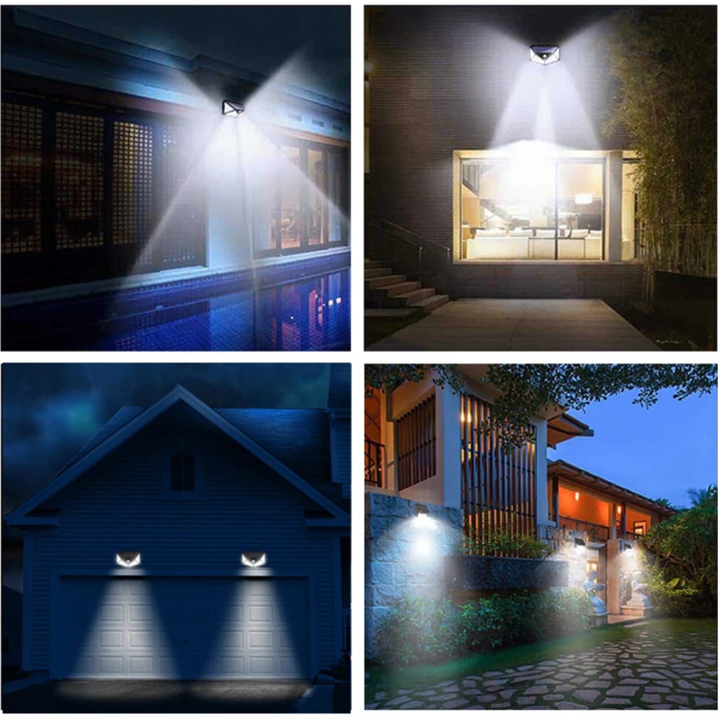 100 LED solar wall lamp Courtyard 4-sided light emitting solar lamp human body sensing outdoor wall lamps, solar security lights PIR courtyard 100 led solar flood lights