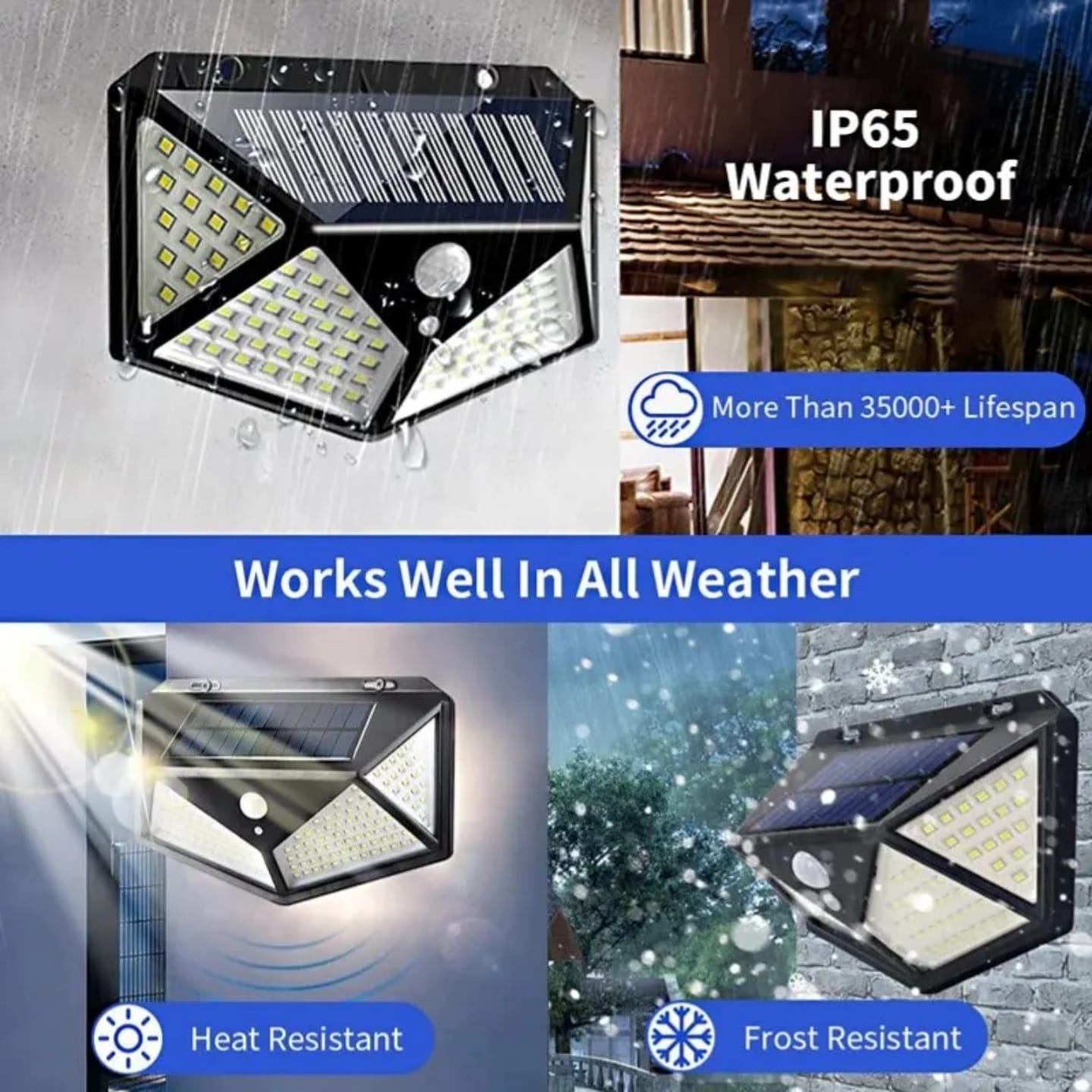 100 LED solar wall lamp Courtyard 4-sided light emitting solar lamp human body sensing outdoor wall lamps, solar security lights PIR courtyard 100 led solar flood lights