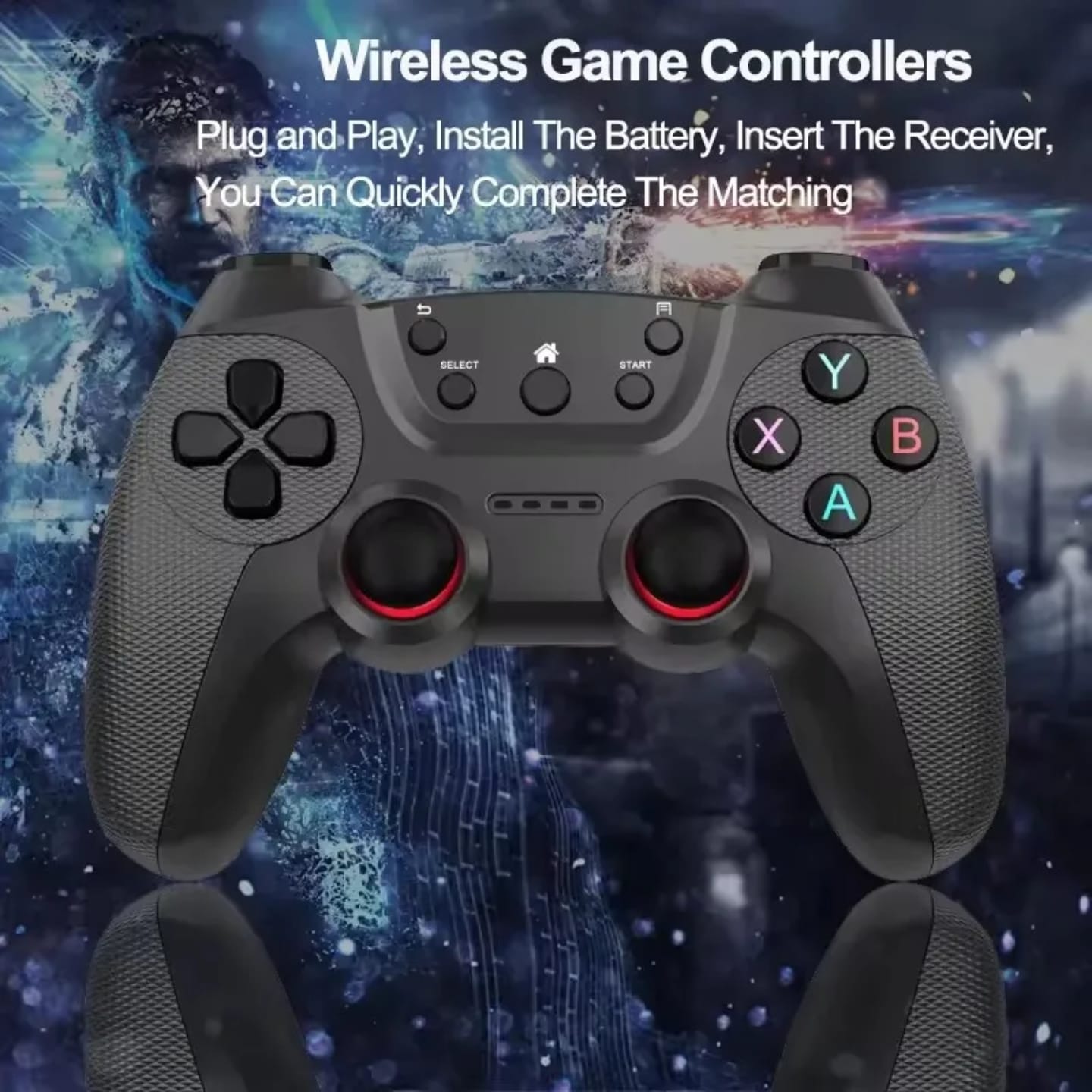 wireless game controller for PC, smart TV and playstations 2 controller wireless gaming pad with dongle compatible with all games
