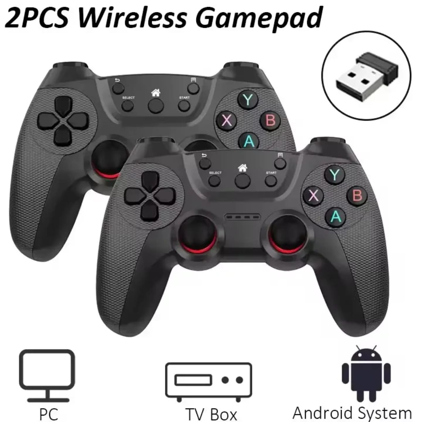 wireless game controller for PC, smart TV and playstations 2 controller wireless gaming pad with dongle compatible with all games
