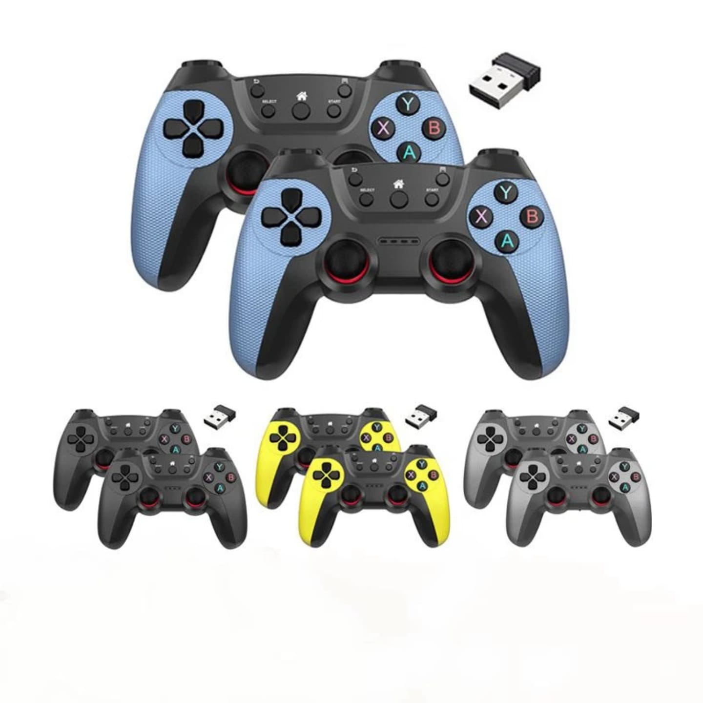 wireless game controller for PC, smart TV and playstations 2 controller wireless gaming pad with dongle compatible with all games