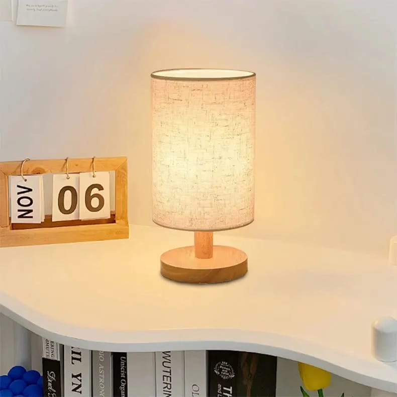 Modern wooden LED Lamp light Bedside Nordic fabric material decorative warm light tabletop lights bedroom bedside led lamp
