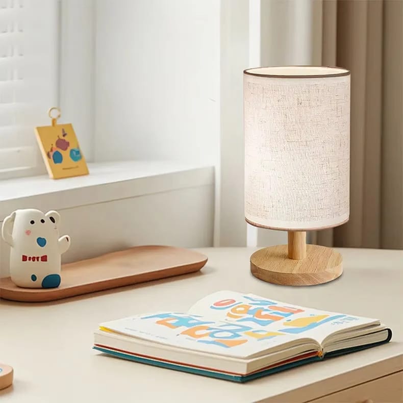 Modern wooden LED Lamp light Bedside Nordic fabric material decorative warm light tabletop lights bedroom bedside led lamp