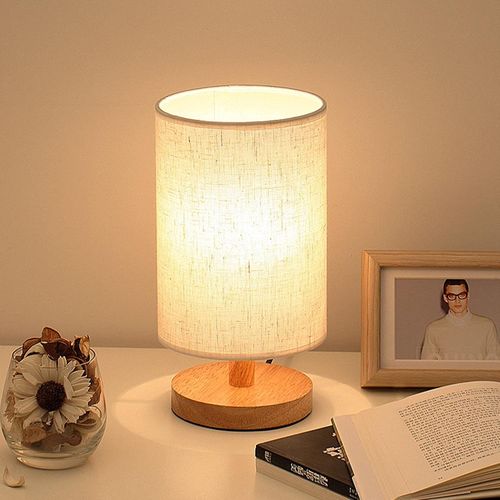Modern wooden LED Lamp light Bedside Nordic fabric material decorative warm light tabletop lights bedroom bedside led lamp