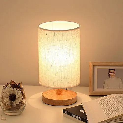 Modern wooden LED Lamp light Bedside Nordic fabric material decorative warm light tabletop lights bedroom bedside led lamp