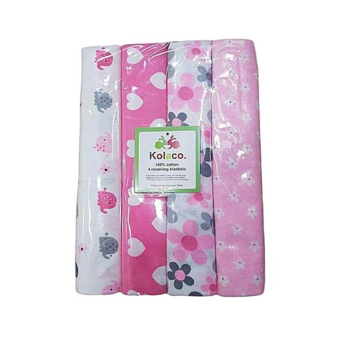 Fashion Assorted Cotton Flannel Receiving Blankets - 4 PCs