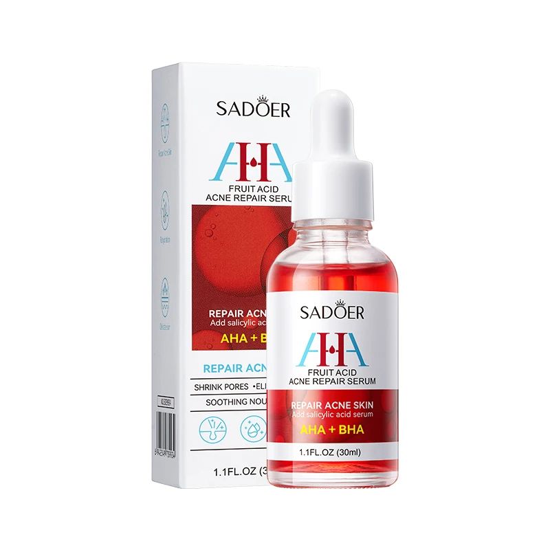 Sadoer AHA BHA Fruit Acid Serum - Acne Repair, Pore Minimizer & Exfoliating Face Serum for Clear, Smooth Skin ideal for oily, combination, and acne-prone skin