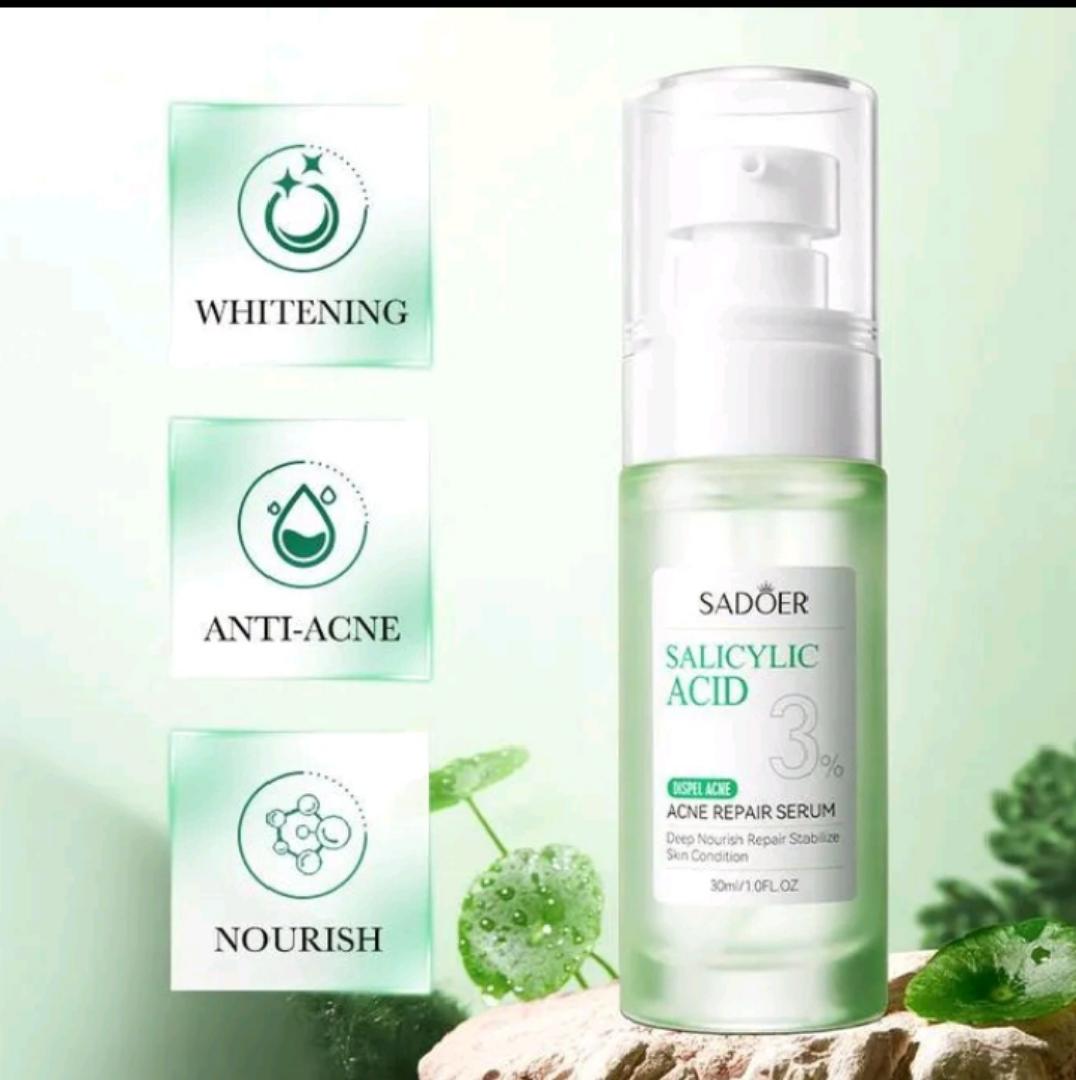 Sadoer Face Serum, Salicylic Acid Repair Serum with 3% Salicylic Acid, Collagen Peptide, Centella Asiatica and Niacinamide, Can add Vitamin C,Remove Acne, Moisturize, Improve Acne Scars, Shrink Pores