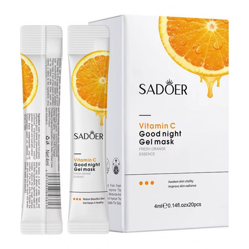 SADOER Vitamin C Brightening & Anti-Aging 24pcs set  Complete Skincare Set Ultimate Glow-Boosting Kit with vitamin c Cleanser, Toner, Serum, Face Cream & 20*4ml pcs Good night Gel Mask