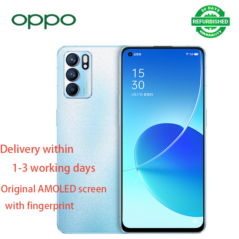 Refurbished Phone OPPO Reno6 5g Network 6.43 inches 64MP+32MP 4300mAh Dual SIM Smartphone