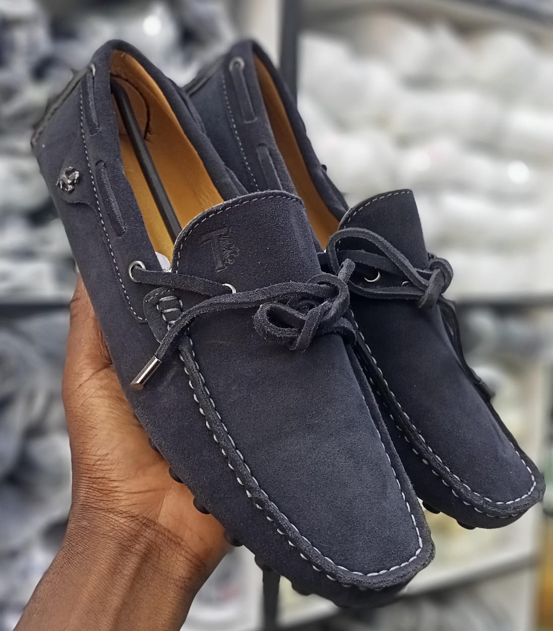 Men's suede leather rubber official loafers