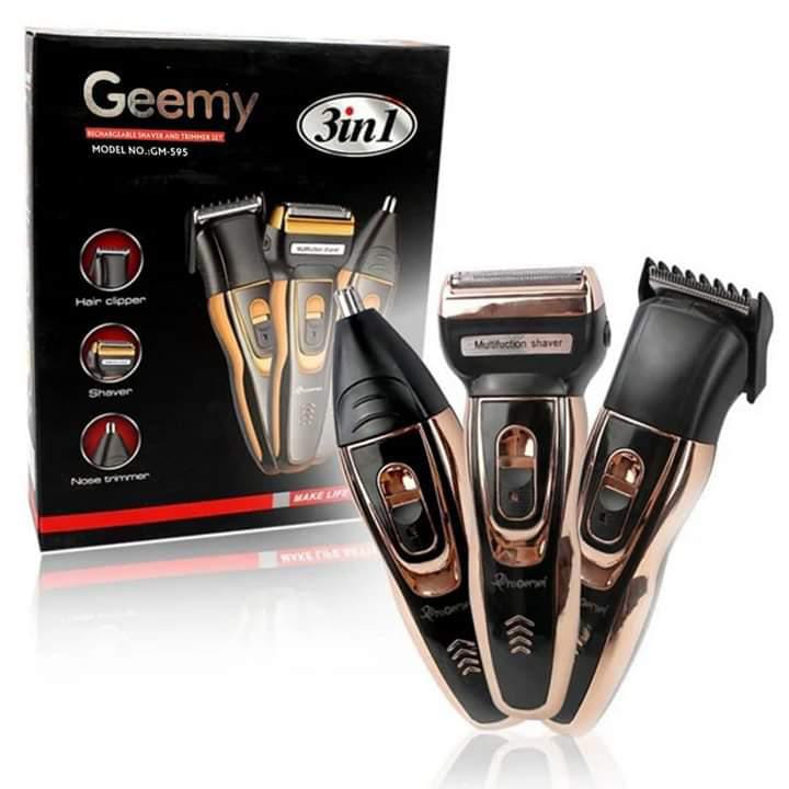 Geemy 3-in-1🔥 Rechargeable Grooming Kit Hair Clipper, Shaver & Nose Trimmer (GM-595) ✨
Upgrade your grooming routine with the Geemy 3-in-1 Multifunction Shaving Set, designed for men who want a clea