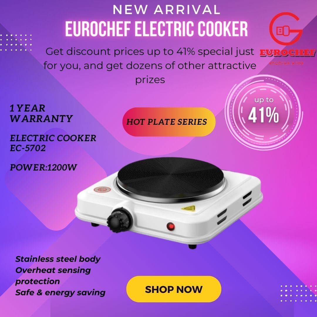 ✨ EUROCHEF Electric Cooker – Double Hot Plate Series | 2400W Power, Stainless Steel Body & 1-Year Warranty 🔥🍳⚡Cook faster, safer, and smarter with the EUROCHEF EC-5704 Electric Cooker, built with