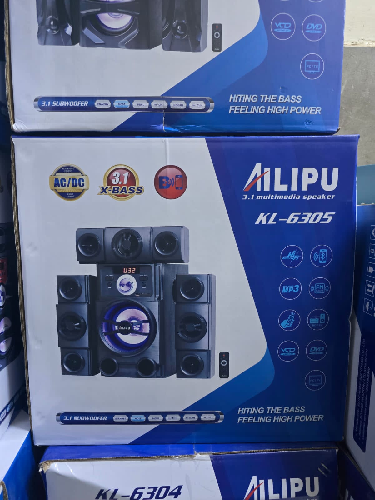 🔥 AILIPU 3.1 Multimedia Speaker– Model KL-6305 🔊 Bringing powerful, room-filling sound to your home with the AILIPU KL-6305, designed with 3.1 X-Bass technology for deep bass and crystal-clear audio