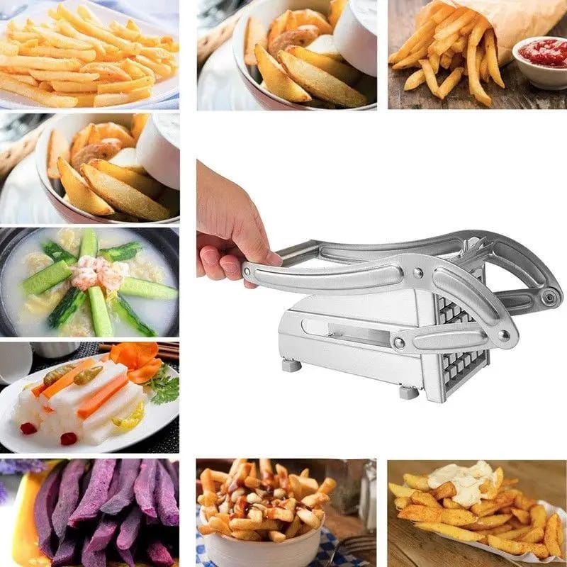 Heavy-Duty ⚡Manual French Fry Cutter & Vegetable Slicer – Stainless Steel Blade Potato Chipper for Perfect Fries, Vegetable Sticks & Fruit Cuts, Ergonomic Lever Design for Home & Commercial Kitchens
