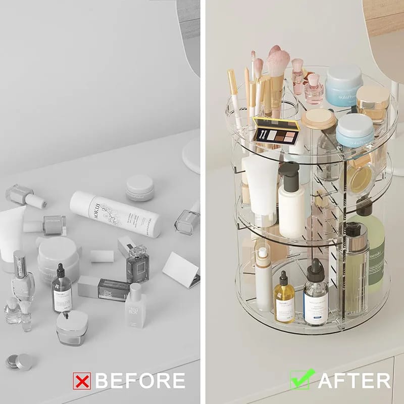 High end luxury latest 2026 🔥🔥women's 360° rotating makeup organizer 💖💖makeup display cabinet with brush holder