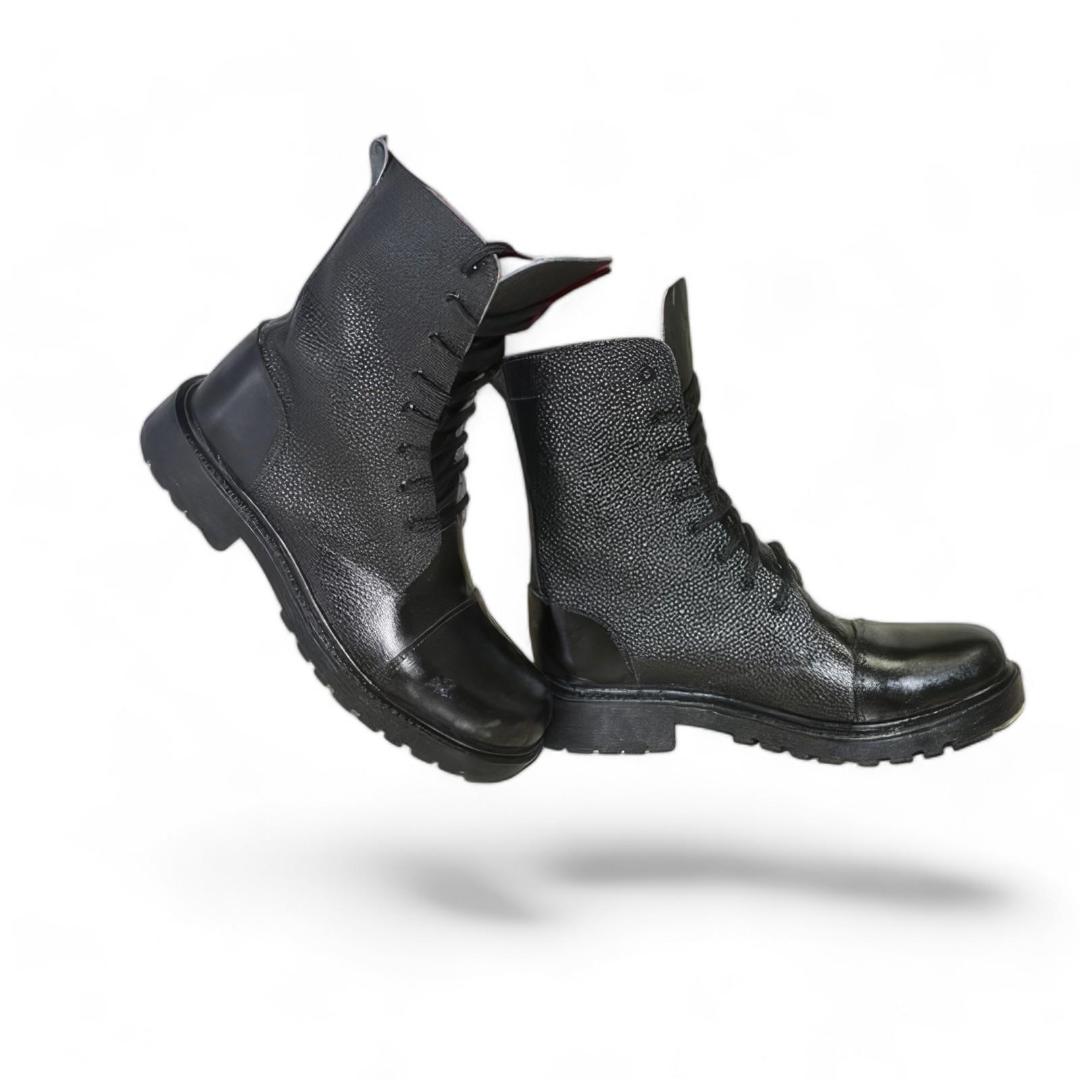 Men's Premium Leather Military Combat Boots - Durable, Comfortable & Stylish - Black