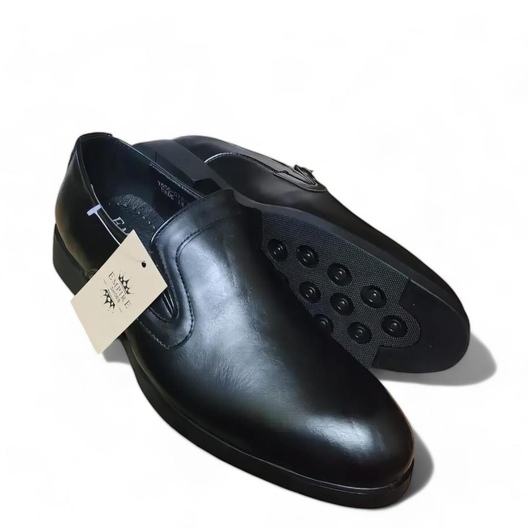 Premium Men's Black And Brown Leather Loafers With Non-Slip Rubber Soles Official Shoes