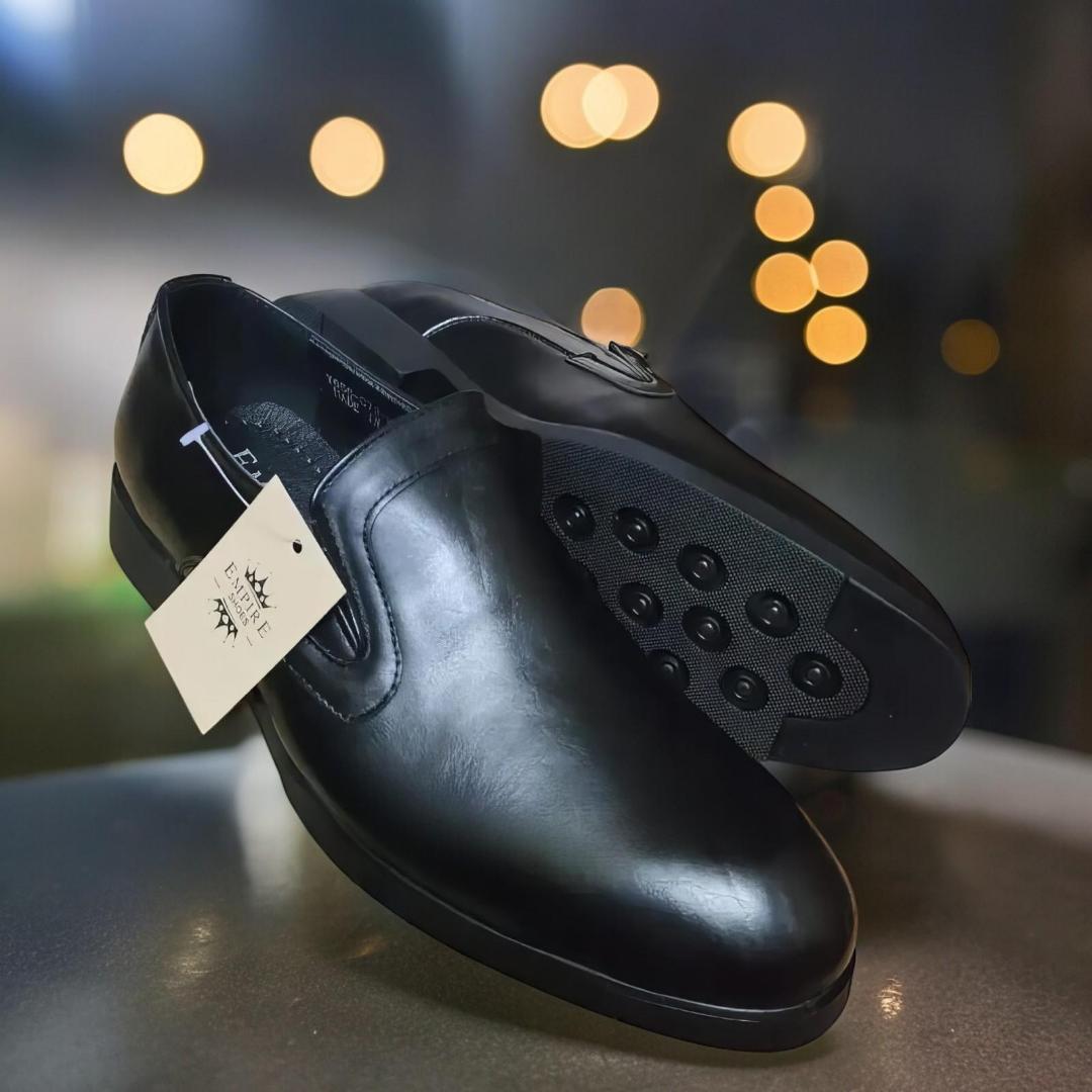 Premium Men's Black And Brown Leather Loafers With Non-Slip Rubber Soles Official Shoes