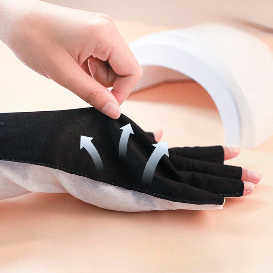 UV Gloves for Nail Lamp Gel Curing, UV Protection Gloves for Manicures Dryer, Fingerless Anti UV Protect Hands From UV Harm, Nail Art Skin Care Gloves for UV Gel Nail Light, Black