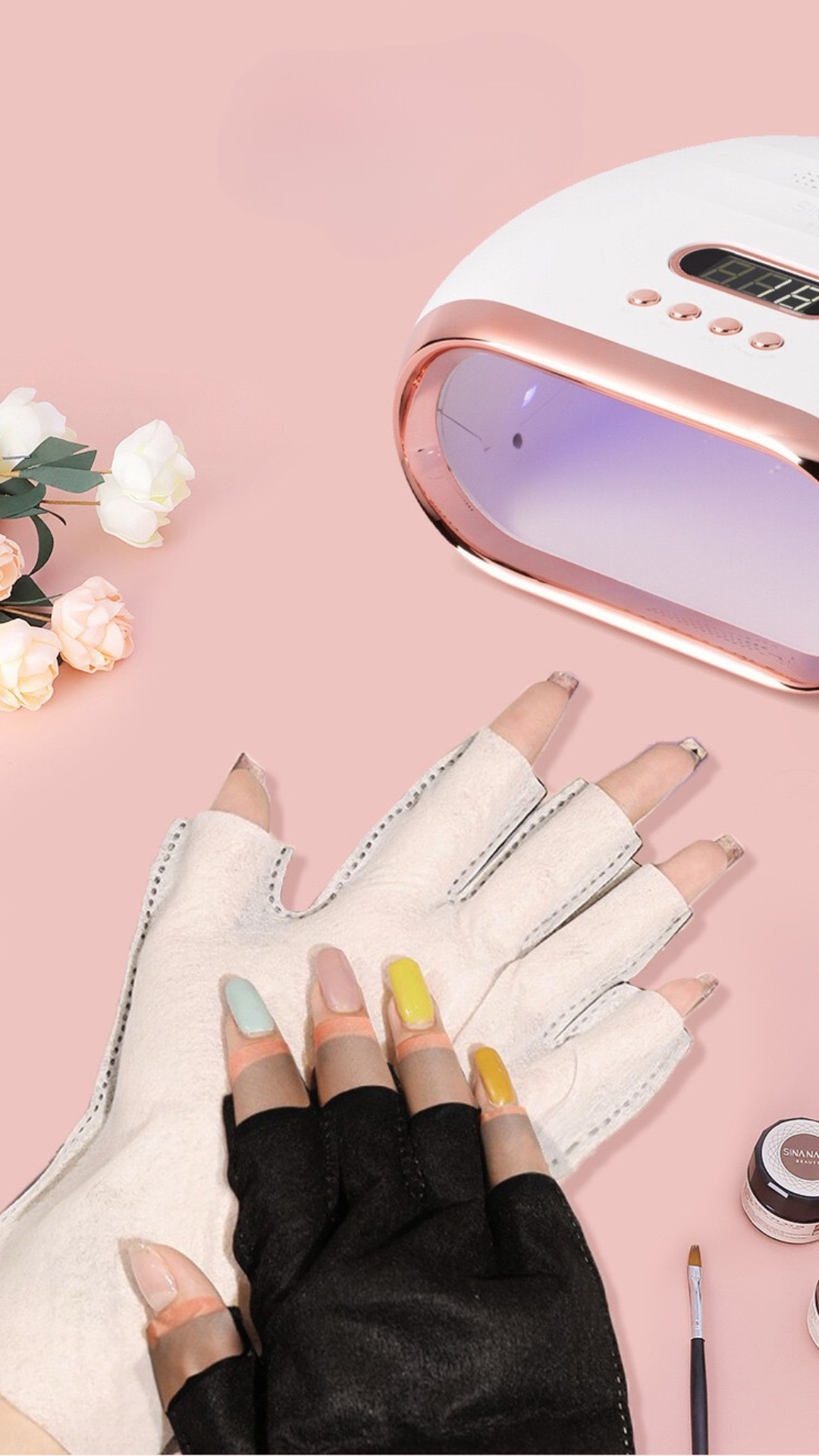 UV Gloves for Nail Lamp Gel Curing, UV Protection Gloves for Manicures Dryer, Fingerless Anti UV Protect Hands From UV Harm, Nail Art Skin Care Gloves for UV Gel Nail Light, Black