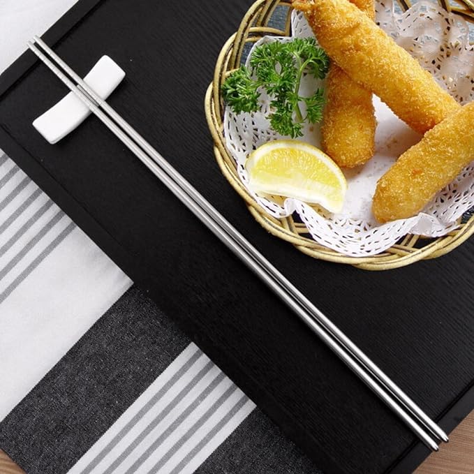 Metal Chopsticks Reusable Stainless Steel Chopsticks Multipack Dishwasher Safe Chop Sticks Non-slip Japanese Korean Chopstick for Cooking Eating 5 Pairs Gift Set