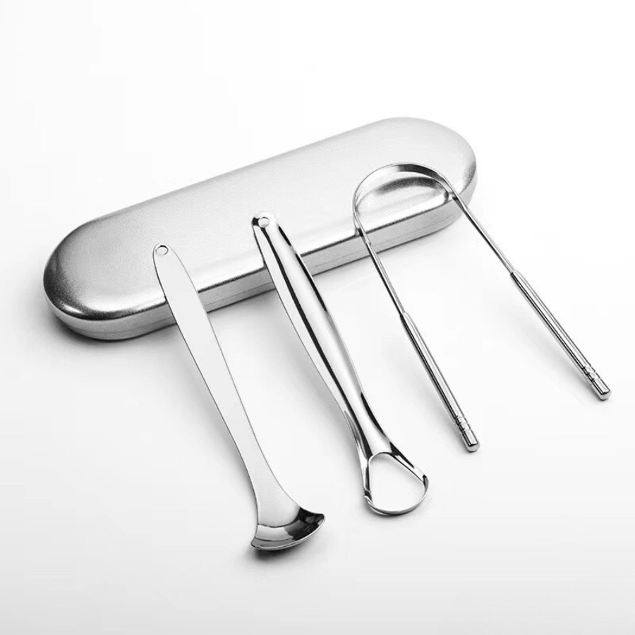 Tongue Scraper Stainless Steel Metal Tongue Scraper for Tongue Cleaning and Reducing Bad Breath, Reusable