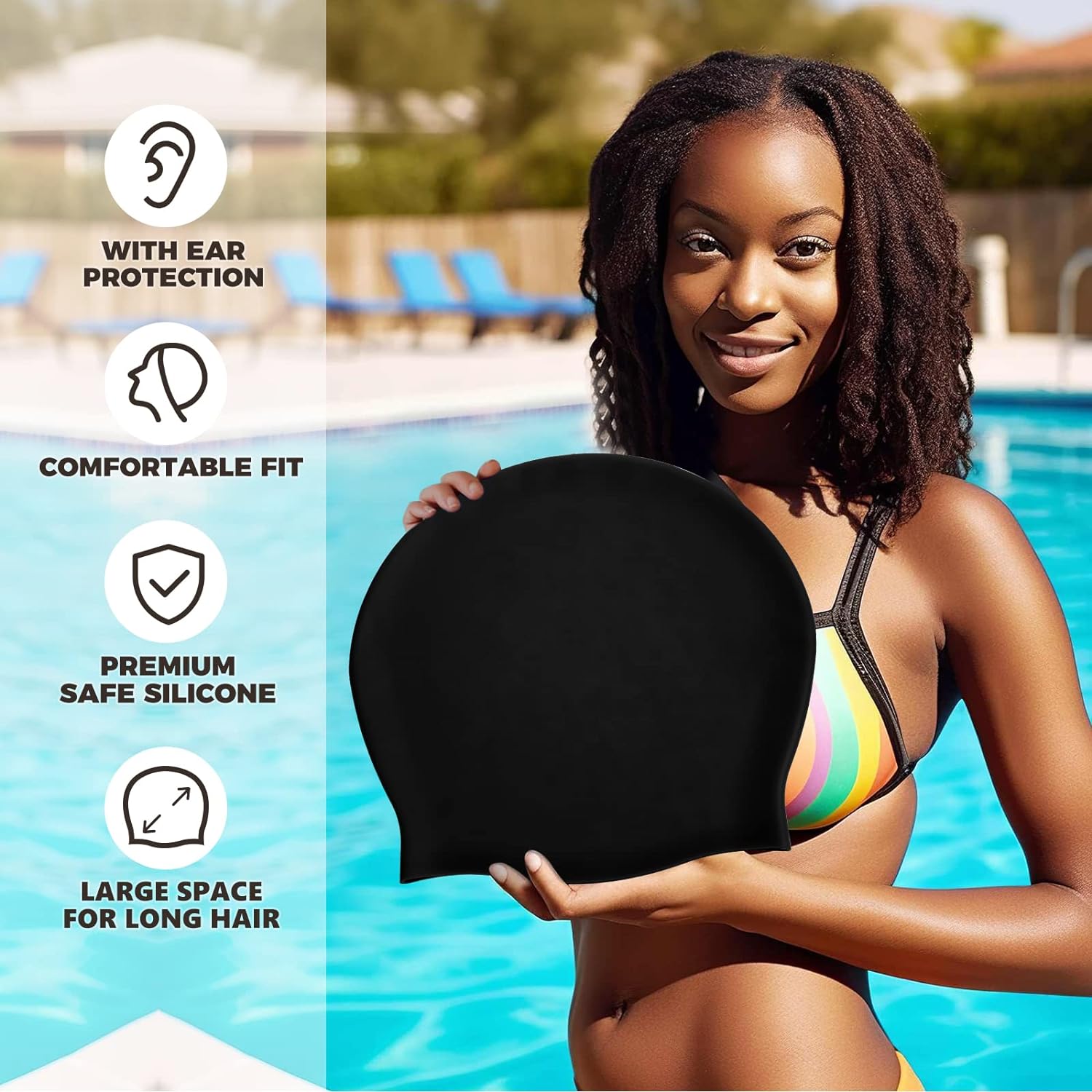 Extra Large Swim Cap - Swim Cap for Long Hair/Short Hair Swim Cap for Braids Silicone Swim Caps Keep Hair Dry
﻿