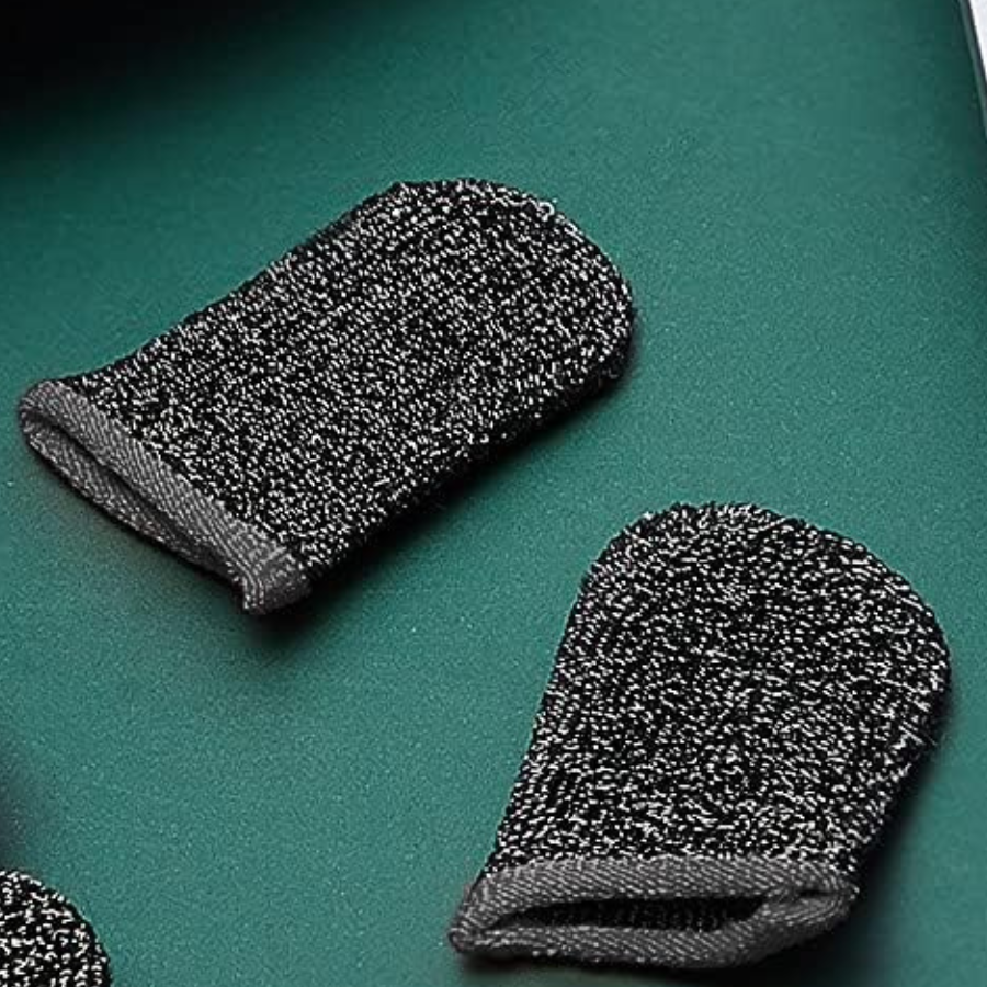 2 Pcs Finger Sleeve for Gaming Mobile Game Controller Finger Thumb Sleeve Anti Sweat Breathable Seamless Touchscreen Finger Cover Silver Fiber for Phone Game
