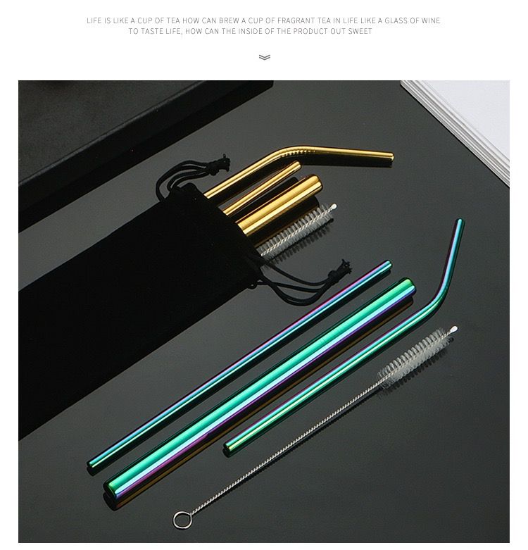 5 Pack Reusable Stainless Steel Straws - Metal Straws Reusable with 1 Straw Cleaner Brush with 1 Travel Case, Eco Friendly Extra Long Metal Straws 
﻿