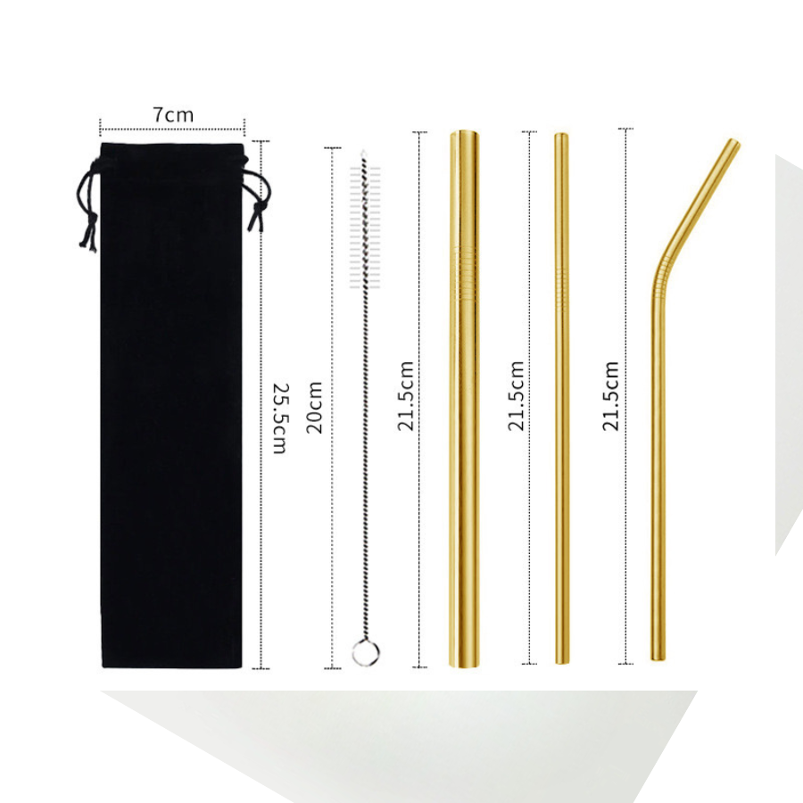 5 Pack Reusable Stainless Steel Straws - Metal Straws Reusable with 1 Straw Cleaner Brush with 1 Travel Case, Eco Friendly Extra Long Metal Straws 
﻿