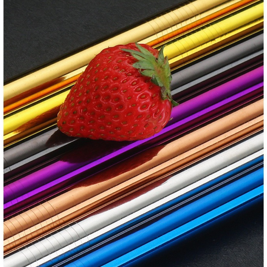 5 Pack Reusable Stainless Steel Straws - Metal Straws Reusable with 1 Straw Cleaner Brush with 1 Travel Case, Eco Friendly Extra Long Metal Straws 
﻿