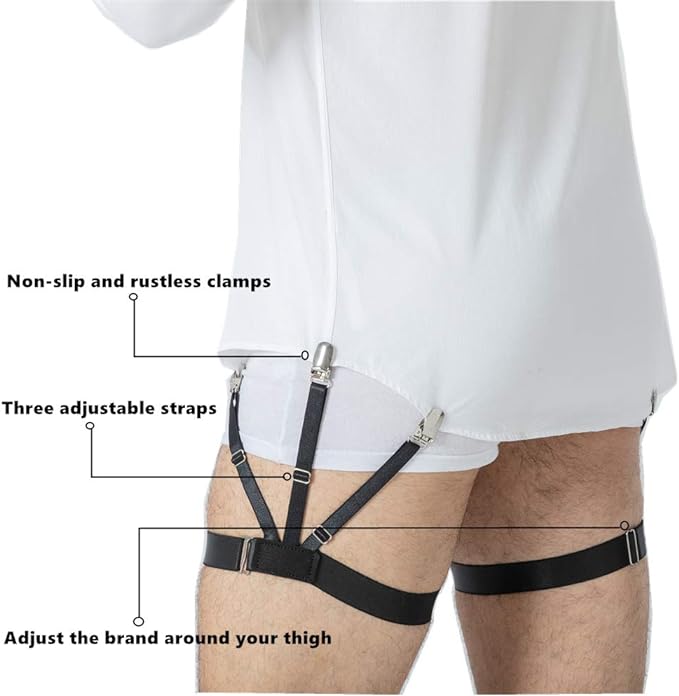 Shirt Stays for Men Shirttail Holder Men's Dress Shirt Garters Keep Your Shirt Tucked In, Shirt Tucker 1 Pair