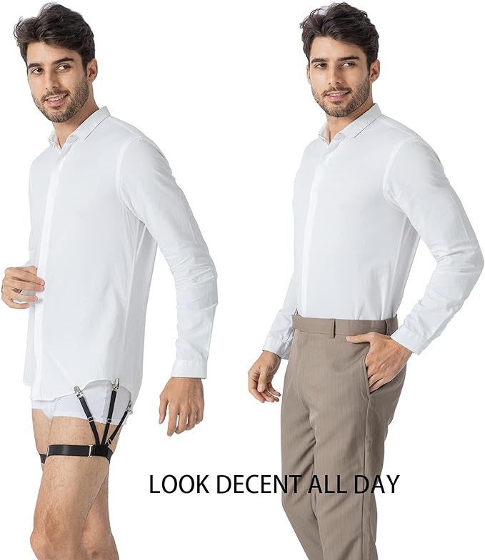 Shirt Stays for Men Shirttail Holder Men's Dress Shirt Garters Keep Your Shirt Tucked In, Shirt Tucker 1 Pair