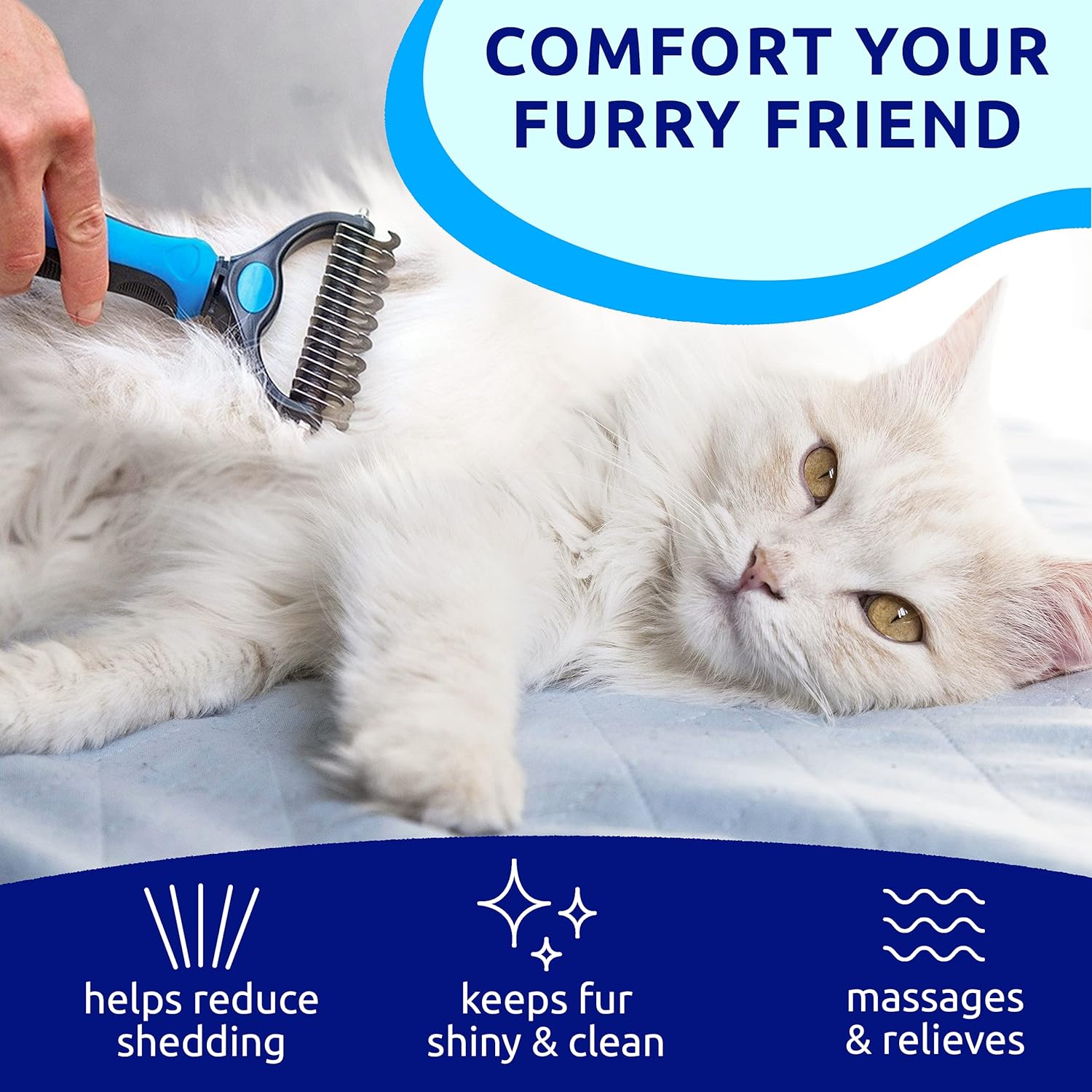 Pet Grooming Brush, Cat Brush Dog Brush for Shedding, Undercoat Rake for Dogs Grooming Supplies, Dogs Shedding Tool for Long matted Haired Pets