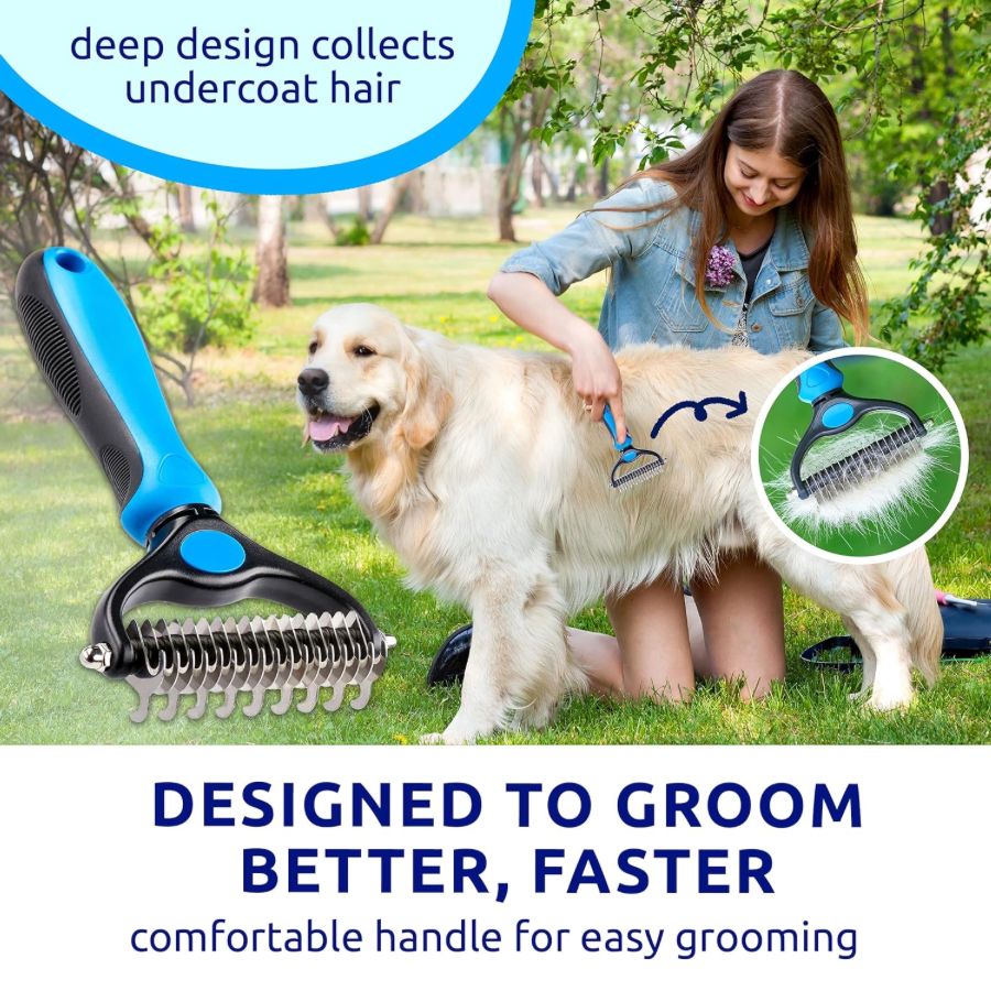 Pet Grooming Brush, Cat Brush Dog Brush for Shedding, Undercoat Rake for Dogs Grooming Supplies, Dogs Shedding Tool for Long matted Haired Pets