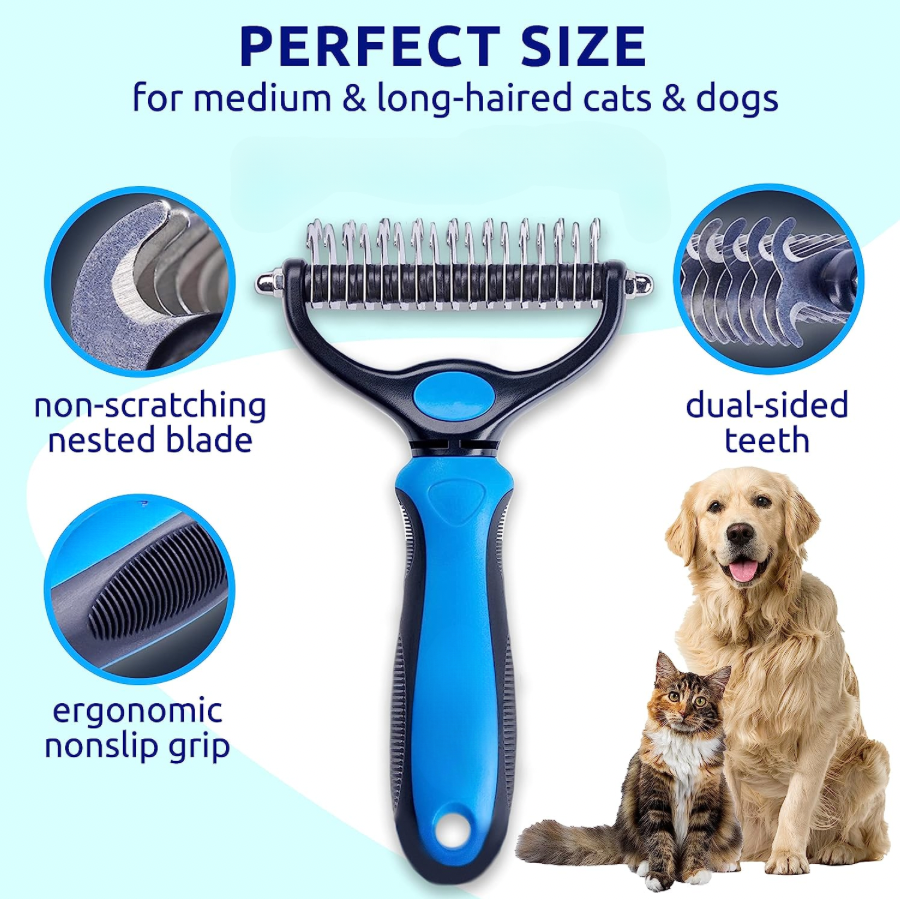 Pet Grooming Brush, Cat Brush Dog Brush for Shedding, Undercoat Rake for Dogs Grooming Supplies, Dogs Shedding Tool for Long matted Haired Pets