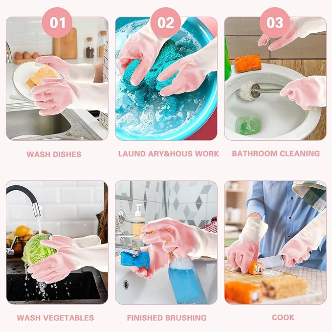 Long Rubber Gloves Cleaning Dishwashing Kitchen Dish Washing Cooking Household Hand Dishwasher Bathroom Garden