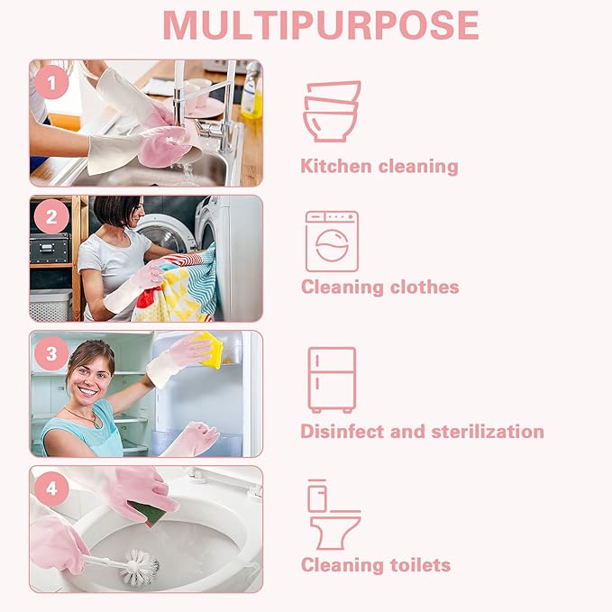 Long Rubber Gloves Cleaning Dishwashing Kitchen Dish Washing Cooking Household Hand Dishwasher Bathroom Garden