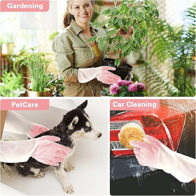 Long Rubber Gloves Cleaning Dishwashing Kitchen Dish Washing Cooking Household Hand Dishwasher Bathroom Garden