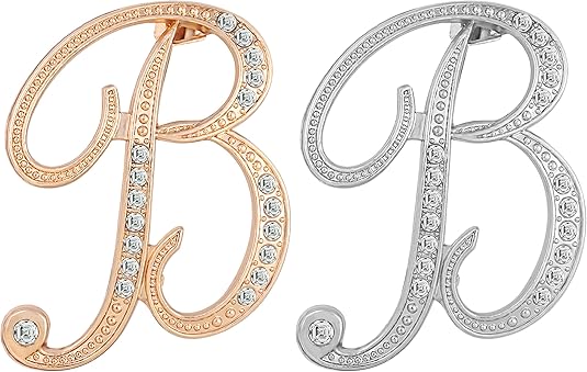 2PCS Golden and silvery letter brooch pins for women fashion 26 letters A~Z Gold silver rhinestone men Women's alphabet initial brooches pin for clothing Christmas stockings bulk