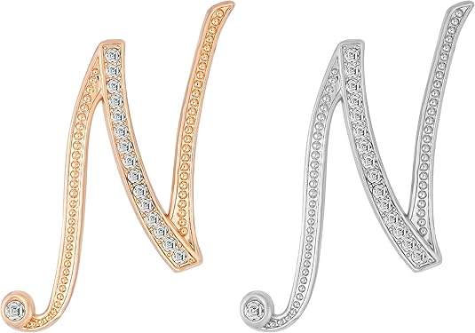 2PCS Golden and silvery letter brooch pins for women fashion 26 letters A~Z Gold silver rhinestone men Women's alphabet initial brooches pin for clothing Christmas stockings bulk