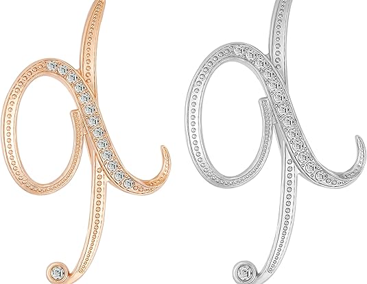 2PCS Golden and silvery letter brooch pins for women fashion 26 letters A~Z Gold silver rhinestone men Women's alphabet initial brooches pin for clothing Christmas stockings bulk