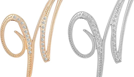 2PCS Golden and silvery letter brooch pins for women fashion 26 letters A~Z Gold silver rhinestone men Women's alphabet initial brooches pin for clothing Christmas stockings bulk