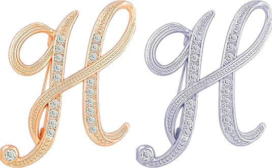 2PCS Golden and silvery letter brooch pins for women fashion 26 letters A~Z Gold silver rhinestone men Women's alphabet initial brooches pin for clothing Christmas stockings bulk
