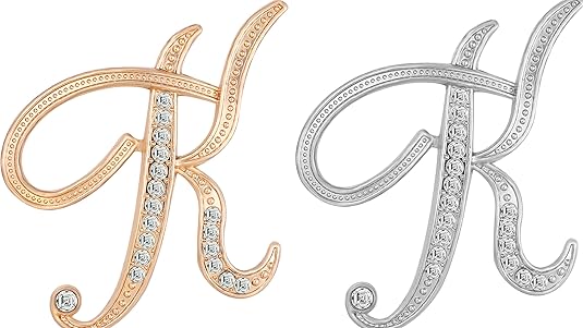 2PCS Golden and silvery letter brooch pins for women fashion 26 letters A~Z Gold silver rhinestone men Women's alphabet initial brooches pin for clothing Christmas stockings bulk