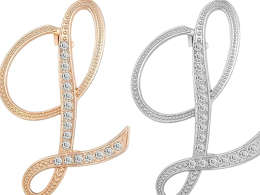 2PCS Golden and silvery letter brooch pins for women fashion 26 letters A~Z Gold silver rhinestone men Women's alphabet initial brooches pin for clothing Christmas stockings bulk